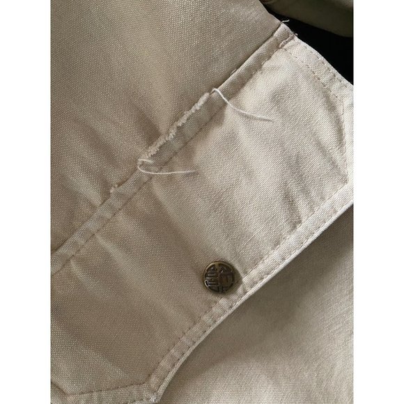 Vtg REI Co op beige utility cargo jacket/coat mens XL (packed hood) heavy canvas - Picture 8 of 16